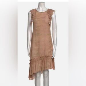 Asymmetrical Ruffle Sleeve Dress in Dusty Rose